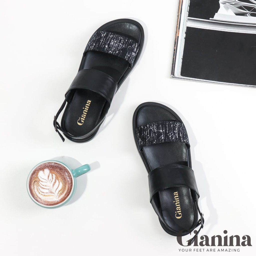 Sandal Wanita / Gianina - Zera Black Platform Sandals