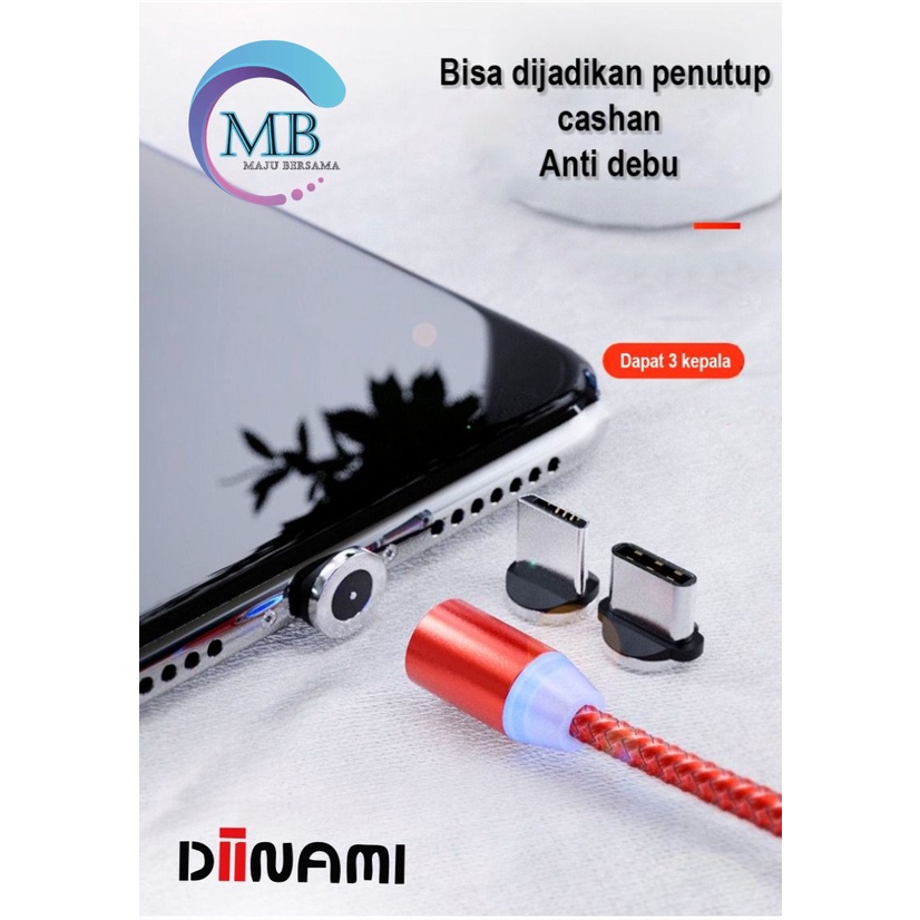 BM017 Kabel cable DIINAMI charger Cashan casan magnet magnetic 3in1 Micro iPhone tipe c fast charging 2.4A MB2246