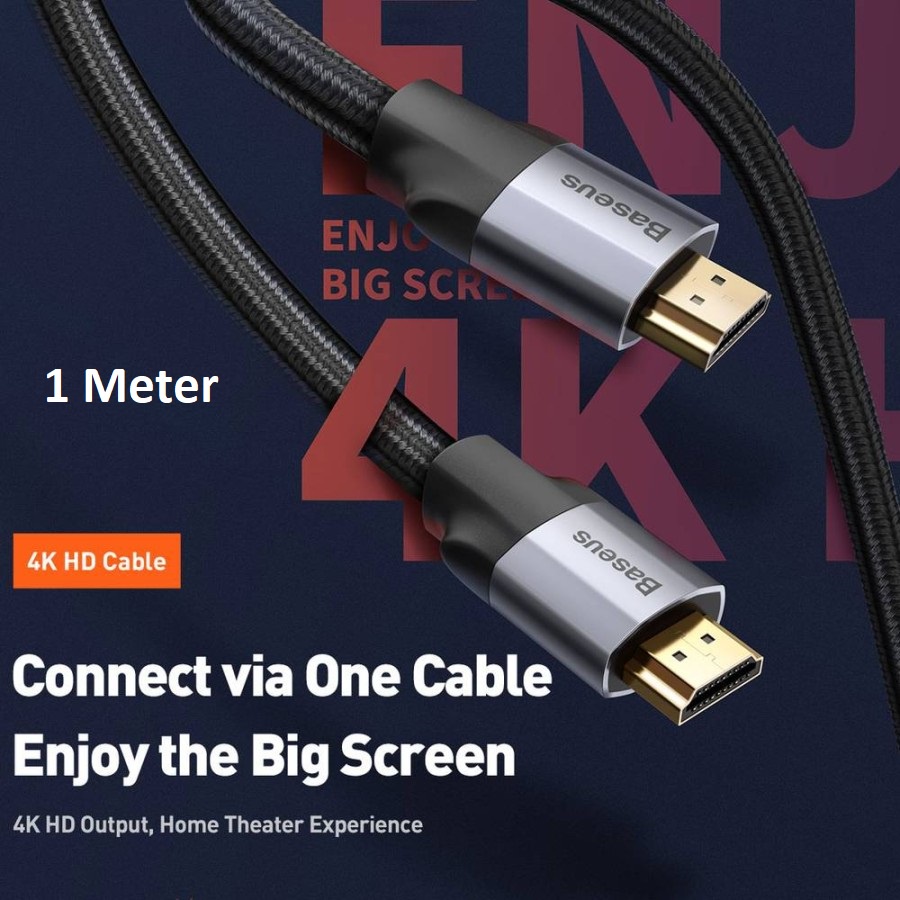 Baseus Kabel HDMI to HDMI Male 4K Enjoyment Series Kabel HDMI to HDMI Male 4K HD Cable 1M 1 Meter PC Komputer Smart TV Laptop Ori Original