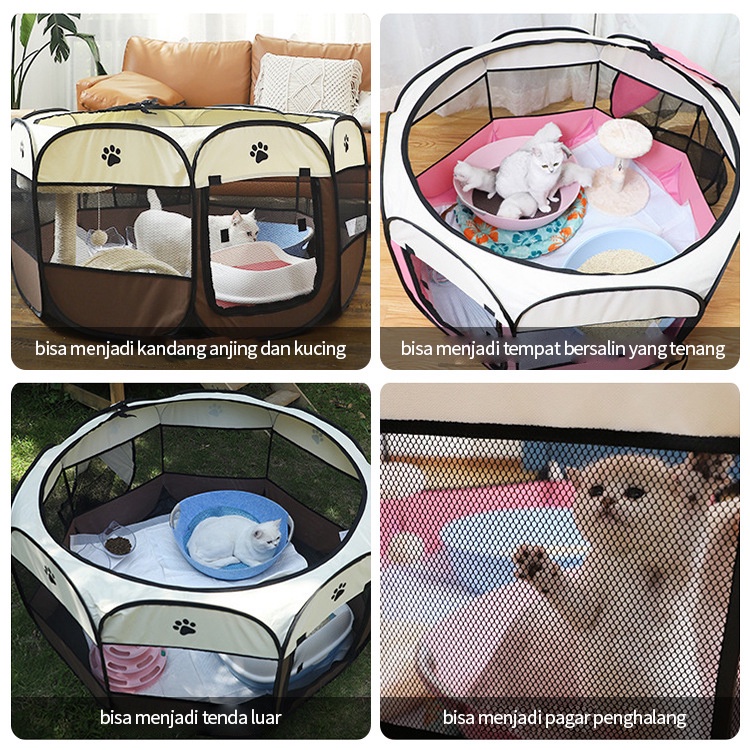 BLUE SKY Pagar Tenda Lipat Portabel dengan 8 Panel untuk Anjing / Kucing Kandang Lipat Hewan Bahan Kain