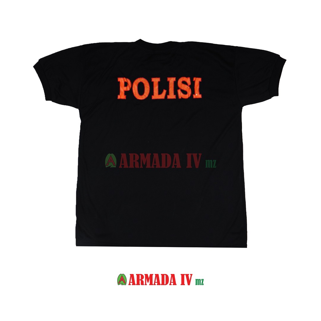 Kaos Polisi Pendek Hitam Logo Sablon