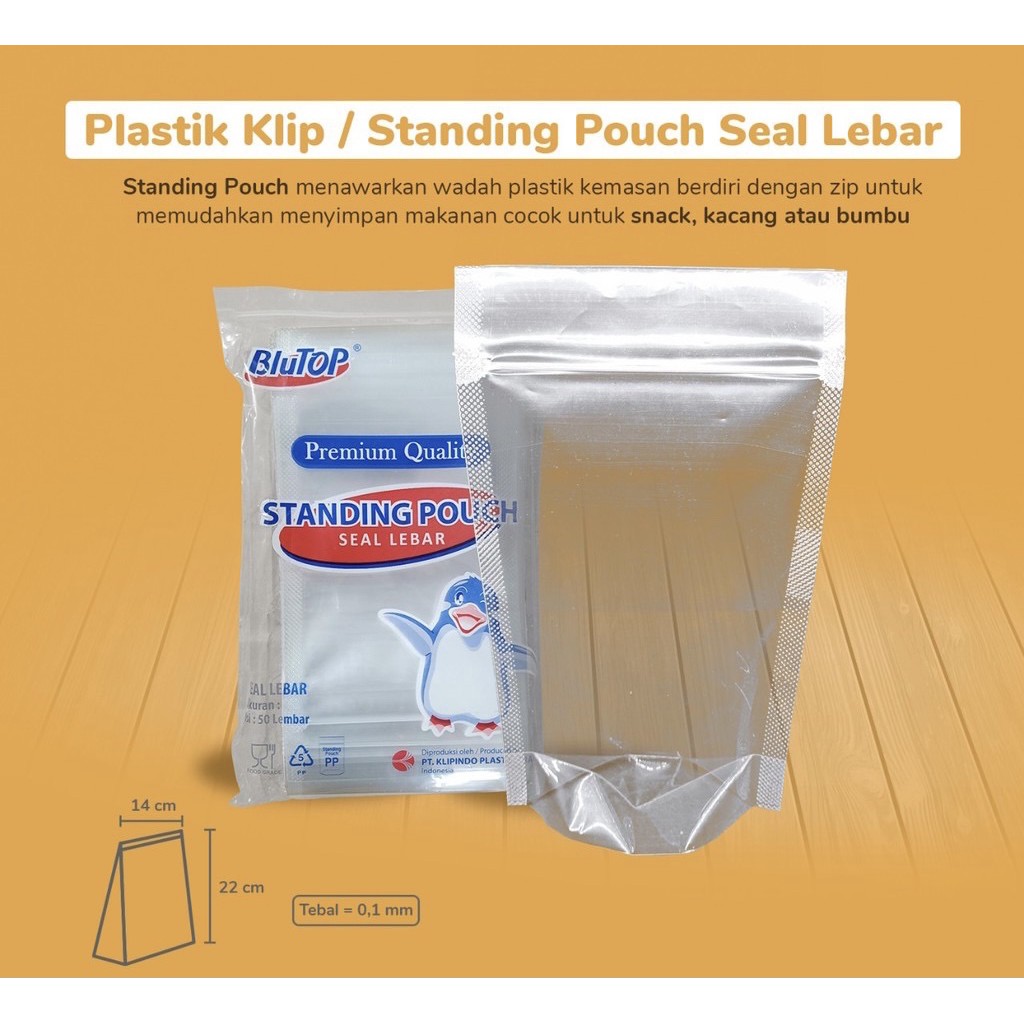 Plastik Standing Pouch Murah 16x24 Isi 50 Pcs |Plastik Klip Makanan |Plastik Snack Lebaran| Ziplock