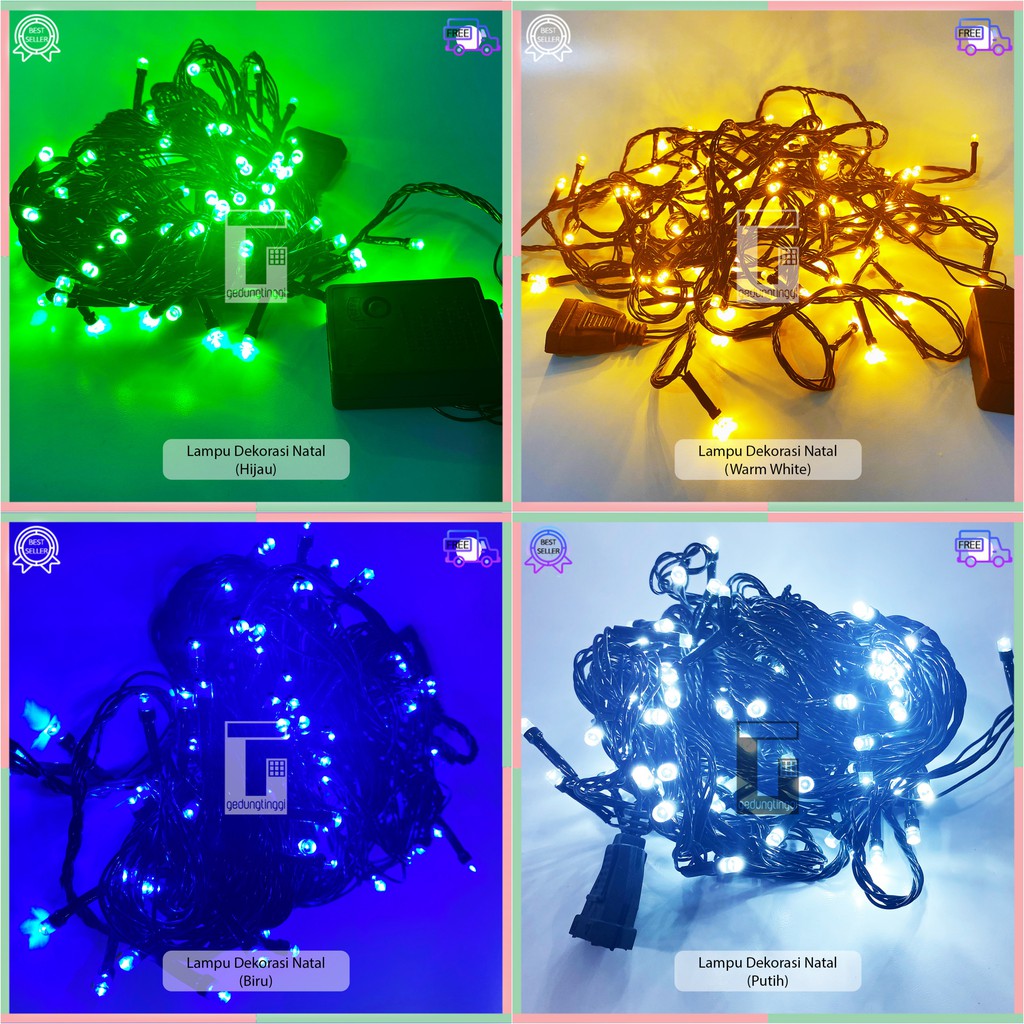 Lampu Hias Hiasan Led Tumblr Tumbler Tambler Natal Dekorasi Dekor Tema Pohon Natal Christmas Xmas Tree Decorations Decoration Decor String Lights Warna Warni Kuning Warm White Kelap Kelip Kerlap Kerlip Kedap Kedip 10 Meter 100lampu 100 Led Murah Outdoor