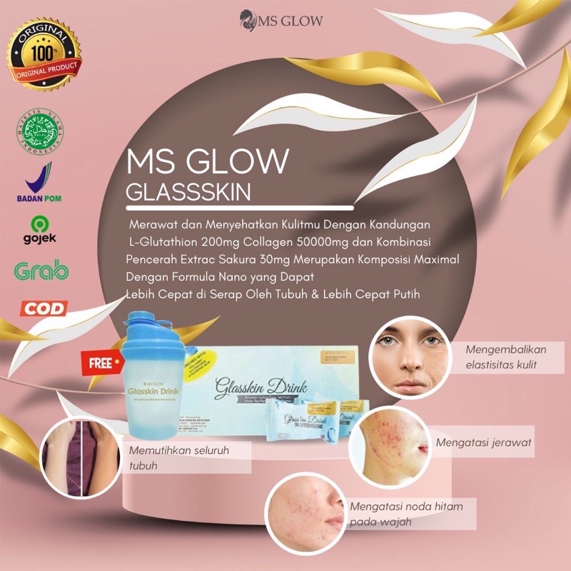 Ms glow glasskin drink minuman collagen pemutih badan