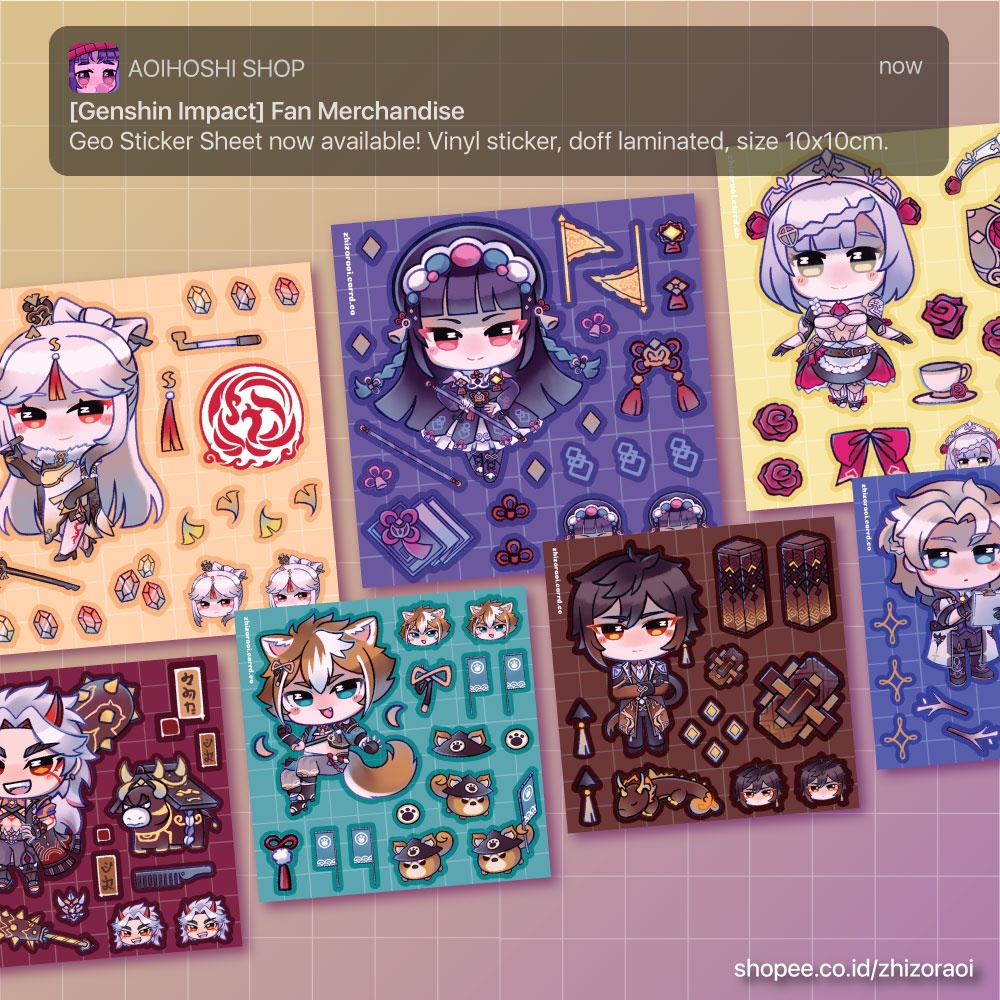 

GENSHIN IMPACT - GEO Kisscut Sticker Sheet