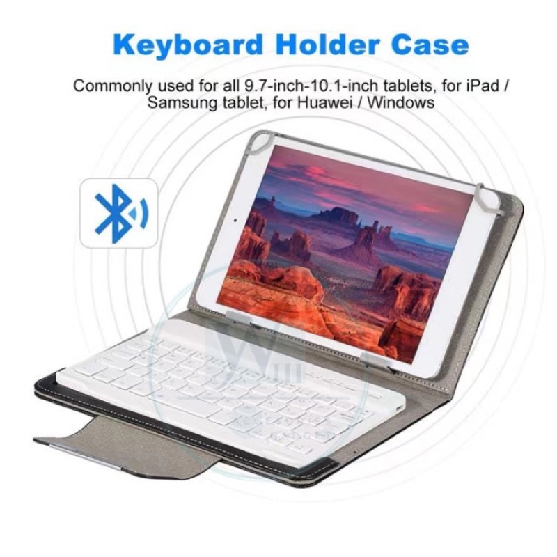 KEYBOARD BLUETOOTH UNIVERSAL COVER KULIT UNTUK TAB/IPAD UKURAN 8&quot;-10”