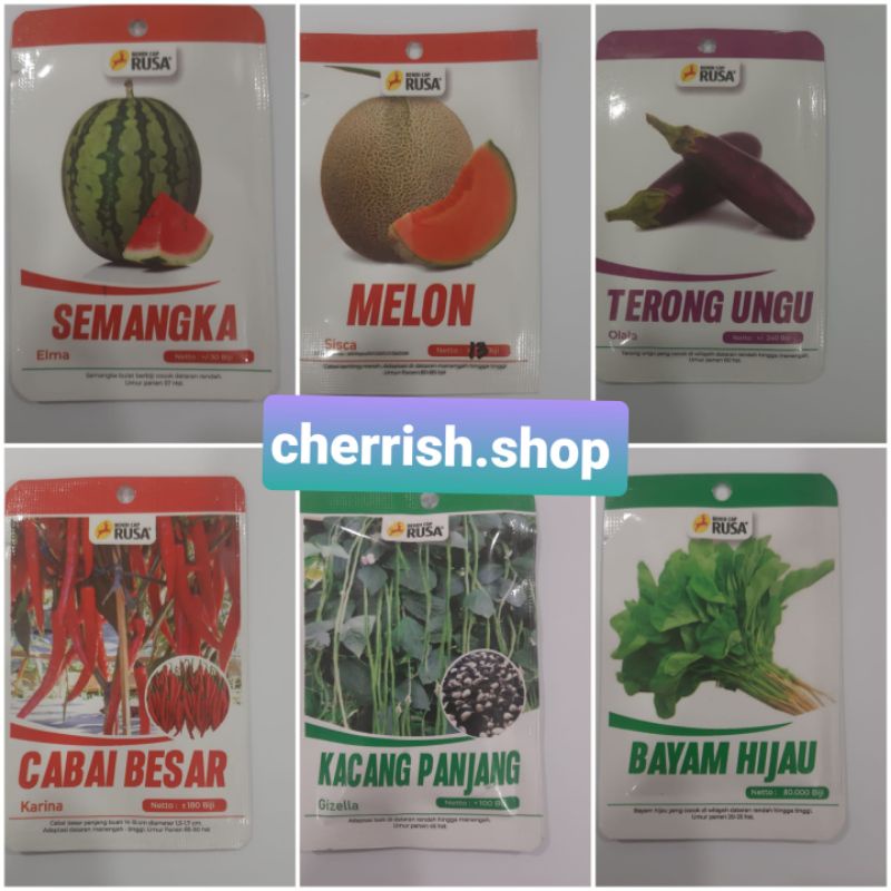 Benih Cap Rusa Semangka / Melon / Terong / Cabai Besar / Kacang Panjang / Bayam Hijau