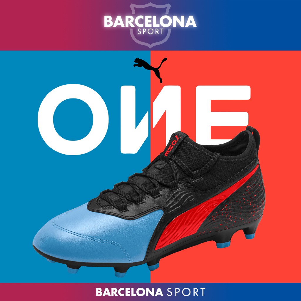 Puma One 19.3 FG AG  Bleu Azur/Red Blast/Black - Sepatu Sepak Bola
