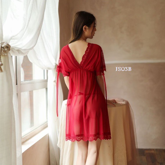 [READY] NIGHTGOWN BAJU TIDUR JUMBO LINGERIE BIG SIZE MERAH FIT TO XXL JS03B