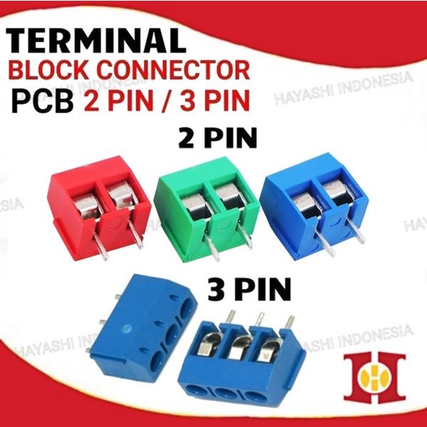 Terminal Blok Block 2 3 Pin Skrup Screw PCB Pitch 5mm Kabel Konektor - 10pcs