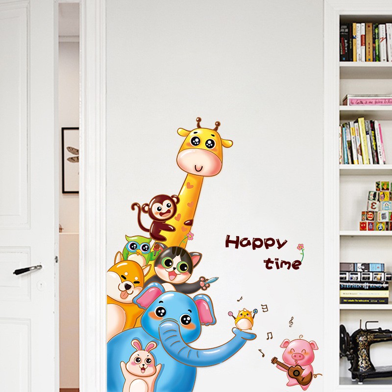 RELIZA Wall Sticker Animal Kid Zoo Happy Time Stiker Dinding LDR9306