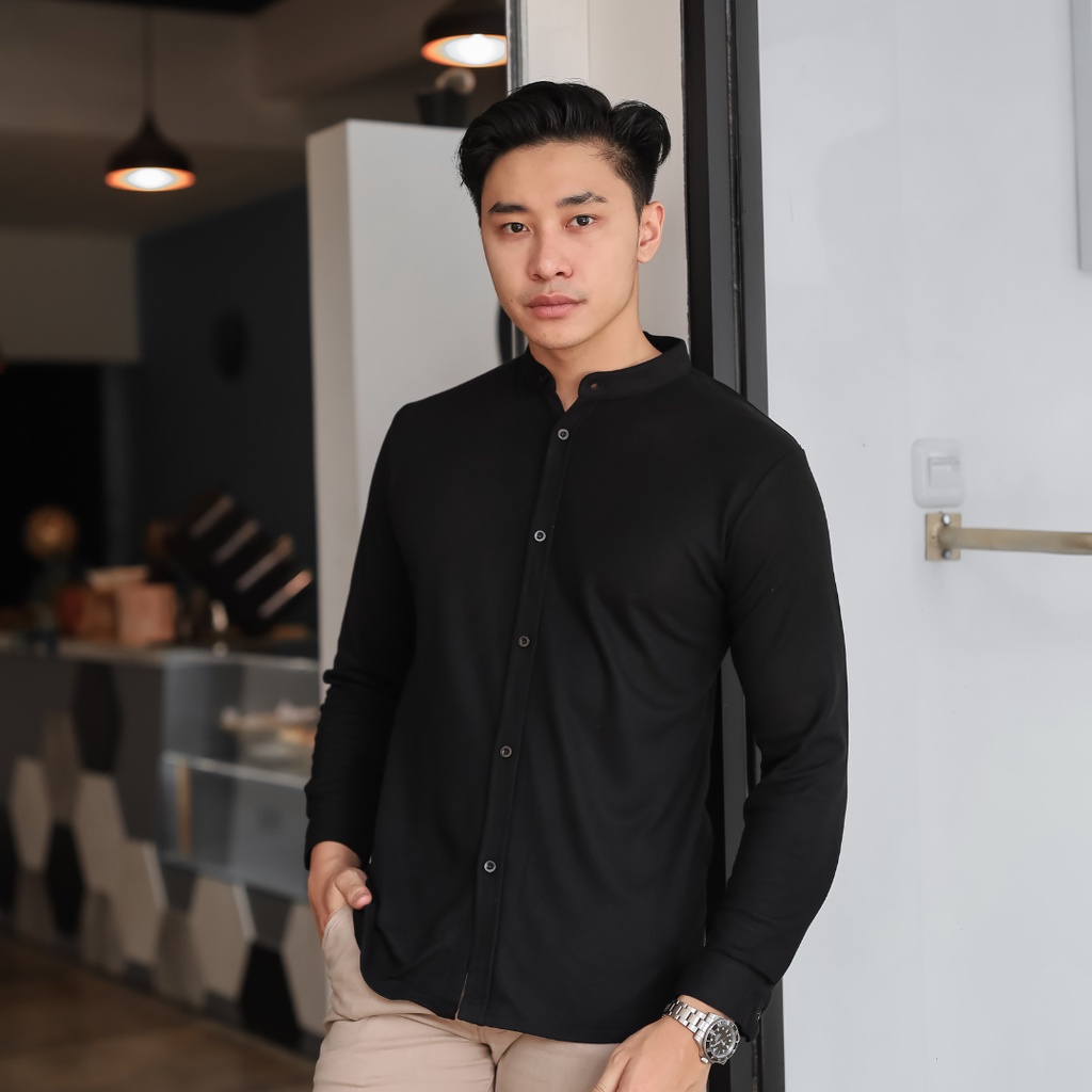 Kemeja Panjang Kemeja Polos Kemeja Slimfit Kemeja Besic Lengan Panjang Kemeja Kasual Navy