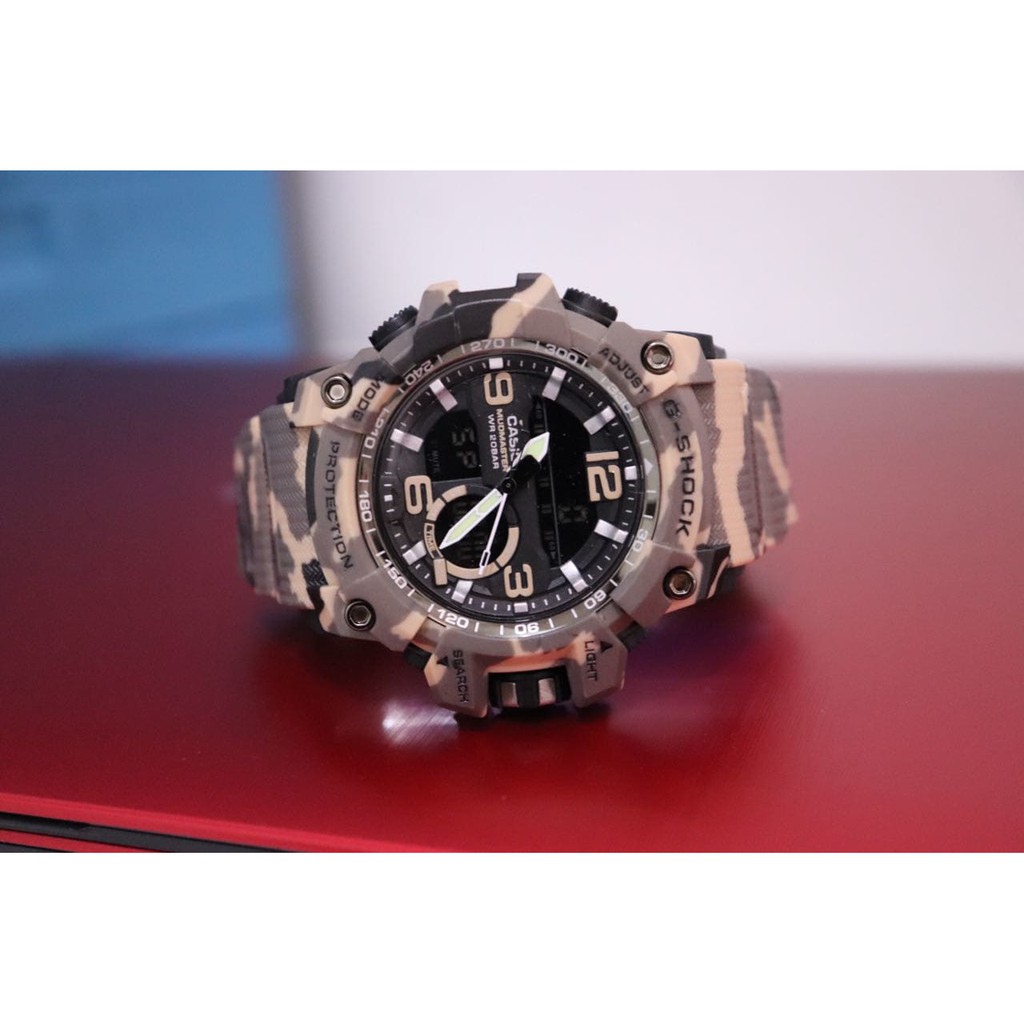 Jam Tangan Pria / Cowok Casio G-Shock GS3317 Loreng Rubber Light Brown