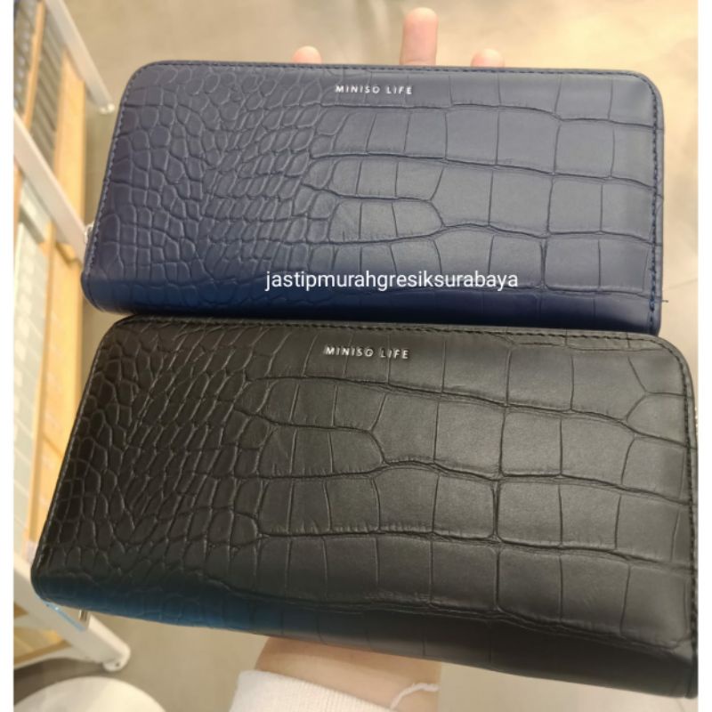 MEN'S LONG CROCODILE PRINT ZIPPER DOMPET MINISO DOMPET RESLETING MINISO DOMPET PANJANG MINISO