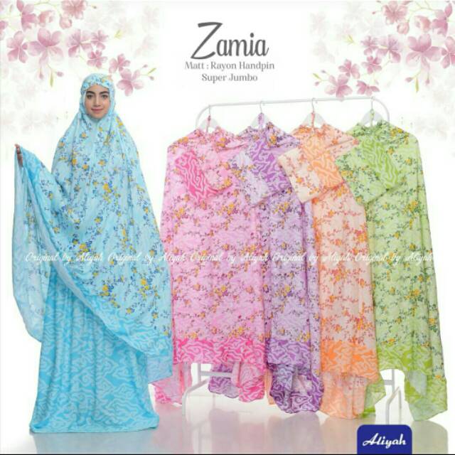 Mukena Dewasa Aliyah Super Jumbo Motif Bunga Adem Jatuh Zamia Motif Bunga Penuh