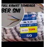 Kabel listrik tembaga 3x2,5 per meter eceran / kabel SNI 3x2.5 per meter