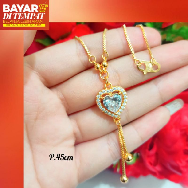 Kalung koye permata 1 zircon tersimple,elegan Gold&amp;Silver *anti karat*