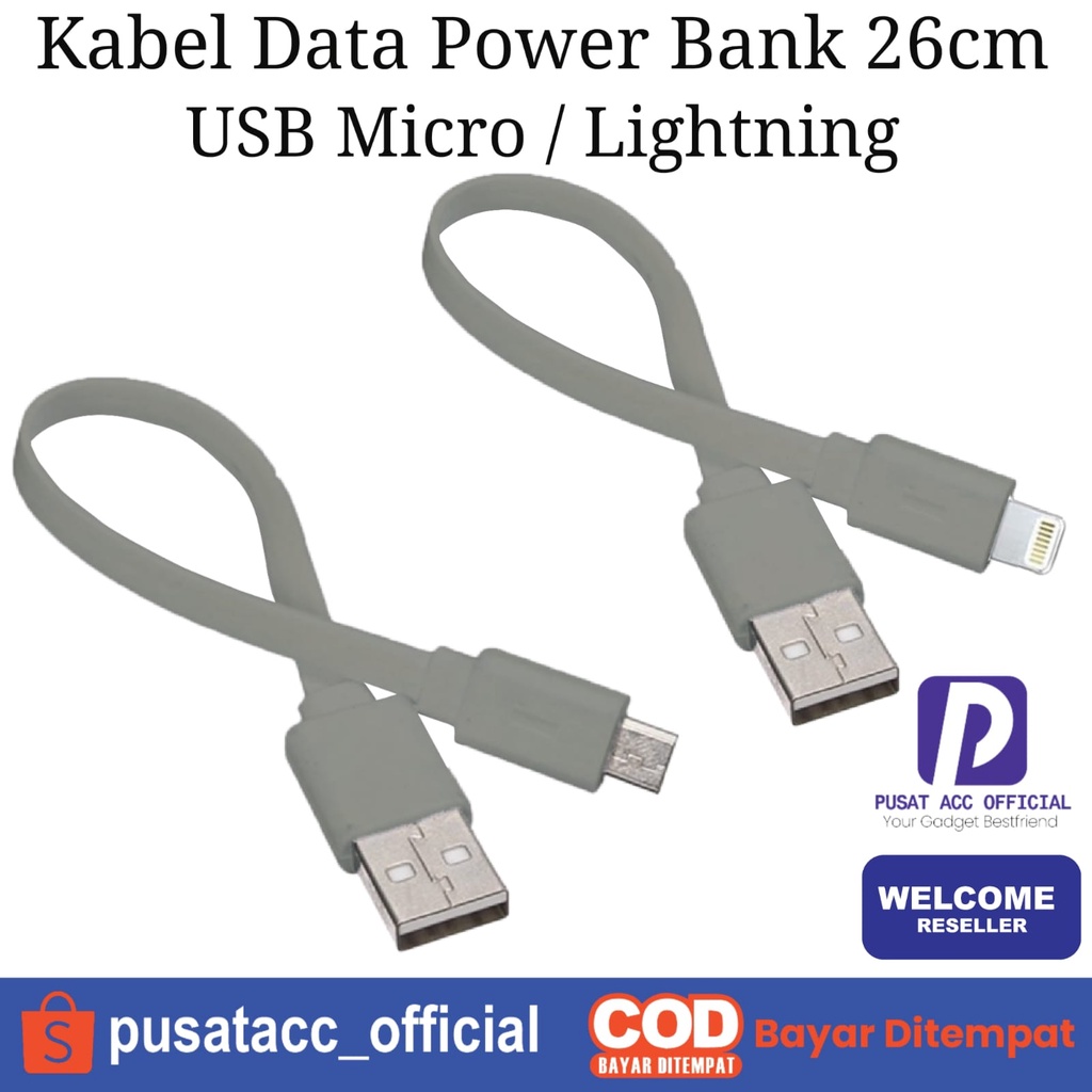 kabel data power bank candy usb lightning iphone 6 7 8 plus fast charging 26cm grosir murah aksesori