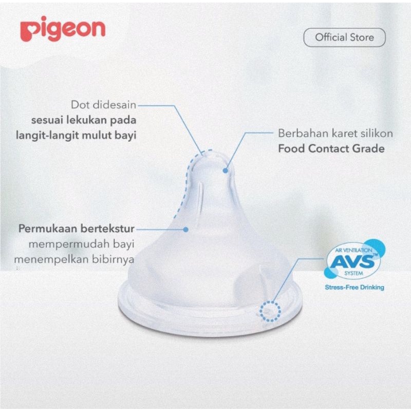 Pigeon Peristaltic Plus Wide Neck Nipple Isi 3 Pcs - Dot Susu Bayi