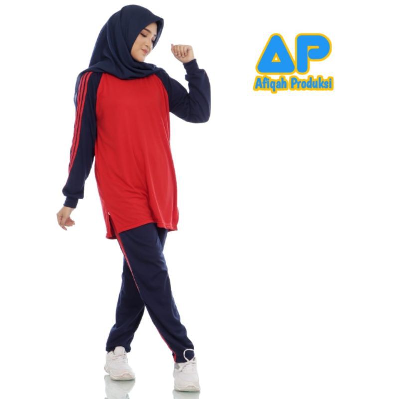 Setelan Olahraga Wanita Model Tunik Muslim PE 04/STELAN SENAM/BAJU GURU