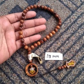 tasbih kokka bulat coklat bulan terompah dobel ± 9 mm ( 9mm ) 33 butir ( kauka kaukah pukah pukaha koka kuka )