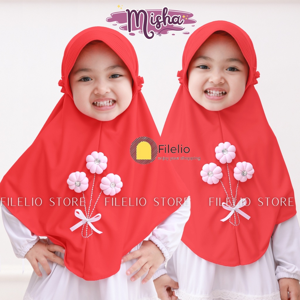 Kerudung Instan Anak Misha Lucu / Jilbab Anak Bunga 3 / Hijab Anak Lucu / Hijab Anak Paud / Kerudung Anak Bergo Murah / Kerudung Instan Anak Permpuan / Bergo Anak TK Jersey / Jilbab Jersey Anak