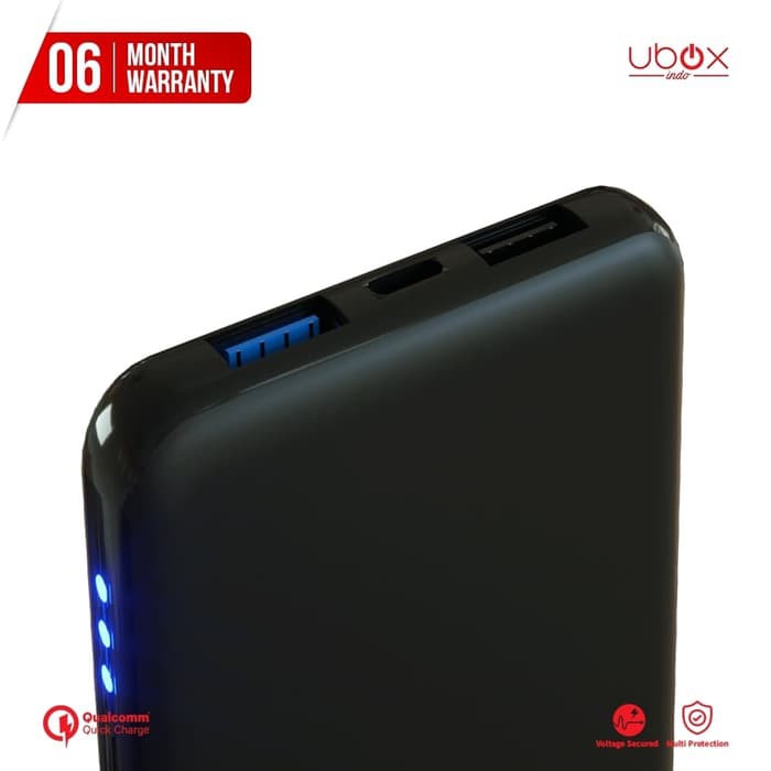 Proton Powerbank + Pouch + Cable - 10000 mAh Fast Charging - UBOX - Hitam