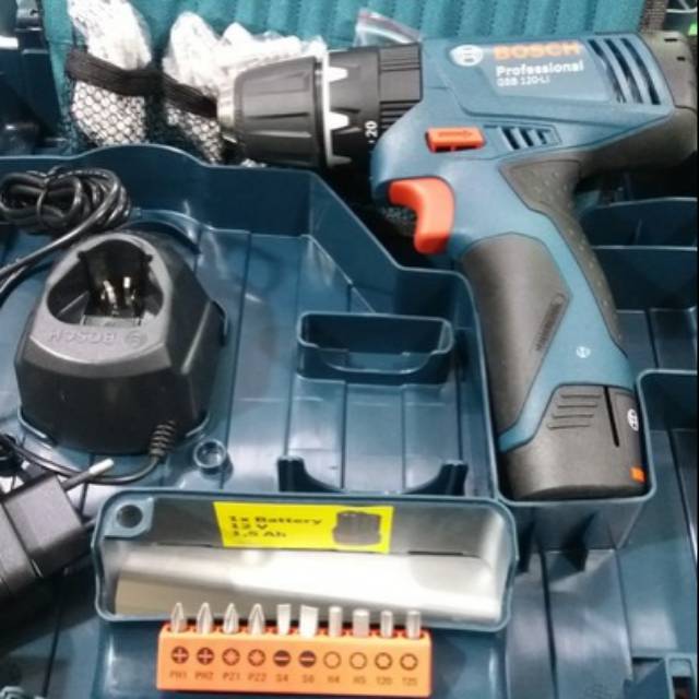 MESIN BOR CORDLESS IMPACT BOSCH GSB 120LI BOR BATRE BATERAI BETON TEMBOK BOSCH GSB 120 LI / GSB120LI