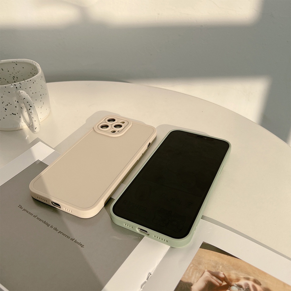 Case Pelindung Belakang Matte Porselen Hijau Teh Putih Untuk Iphone 7 8 PLUS X XR XS 11 12 13 MINI PRO MAX SE 2020