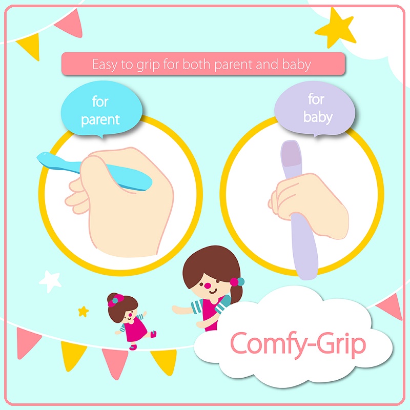 2Angels Silicone Baby Spoon With Case | Sendok Makan Bayi