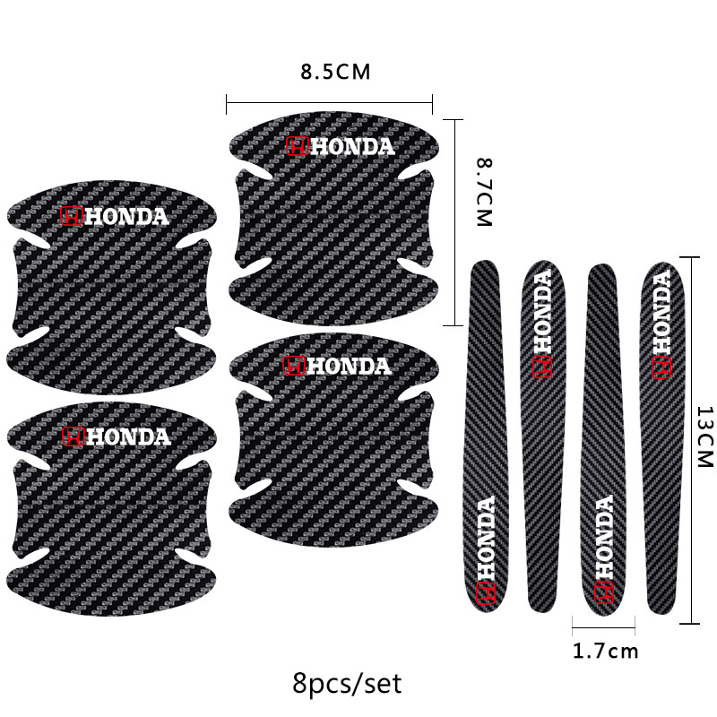 8Pcs Honda Logo Carbon fiber Handle Protection Film For Gank Win Brio Beat freed Genio Ladv City