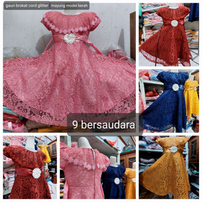 PD GAUN CORD GLITTER MODEL KERAH LEBAR MAYUNG