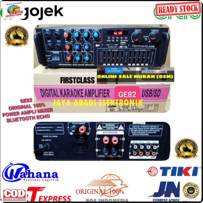 G82 FIRSTCLASS DIGITAL ECHO MIXER MIXING POWER AMPLI BLUETOOTH AMPLIFIER BLUETOOT EQUALIZER BLUTOT KARAOKE USB MP3 PLAYER AUDIO SOUND SYSTEM AC DC PROFESIONAL PRO AUX DJ VOCAL 4 CHANNEL NAKSIMAL SPEAKER PASIF UKURAN BISA SAMPAI 15 INCI SEPASANG7490