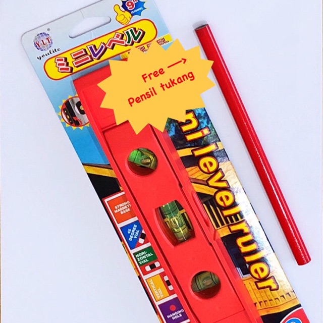 

Waterpas Torpedo 9” Waterpas Magnet Bonus Pensil