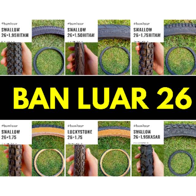 Ban Luar Sepeda Ukuran 26 (26×1.75;26×1.95;26×2.125;26×1 3/8;26×2.10)