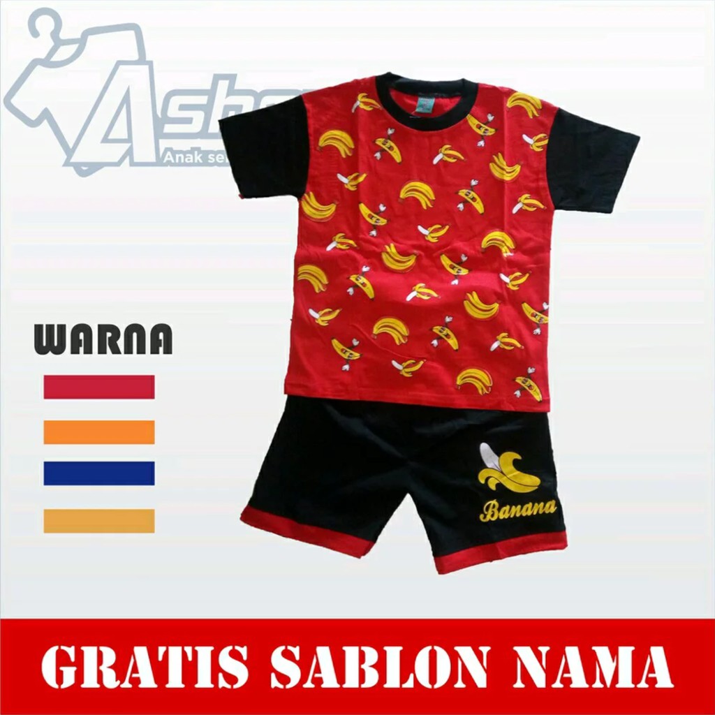 BAJU BANANA WARNA BAJU ANAK KAOS SETELAN ANAK WARNA BANANA CUSTOM NAMA GRATIS NAMA