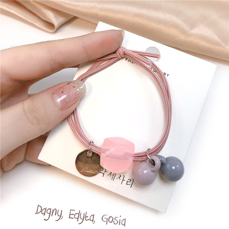 Grosir - F899 Karet Rambut Fashion / Ikat Rambut Korean Style / Kuncir Rambut Wanita-Pink