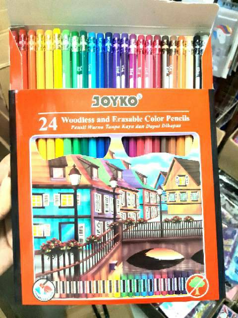 PENSIL WARNA JOYKO 24 WARNA BISA DIHAPUS ORI  ERASABLE-1