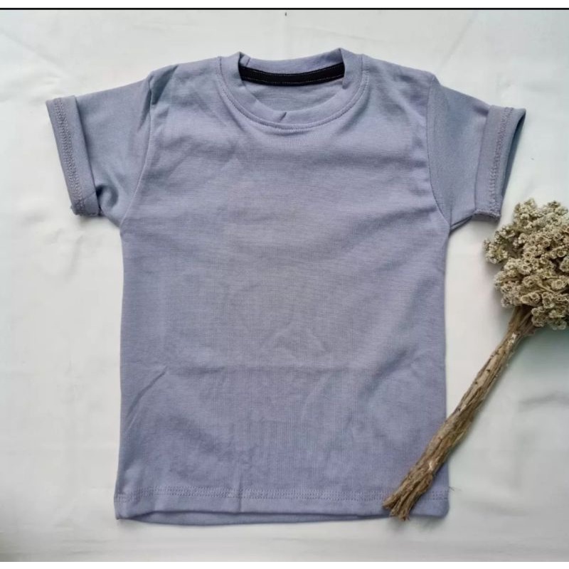kaos rib anak /kaos anak lengan pendek/tebal 2x1 murah kualitas bagus switer anak polos-Silver