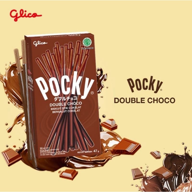 

POCKY GLICO DOUBLE CHOCO - biskuit stik coklat bersalut coklat