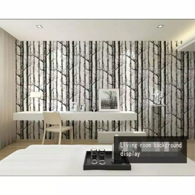 Wallpaper Sticker Dinding Motif Batang Ranting Pohon Hitam 10m x 45cm