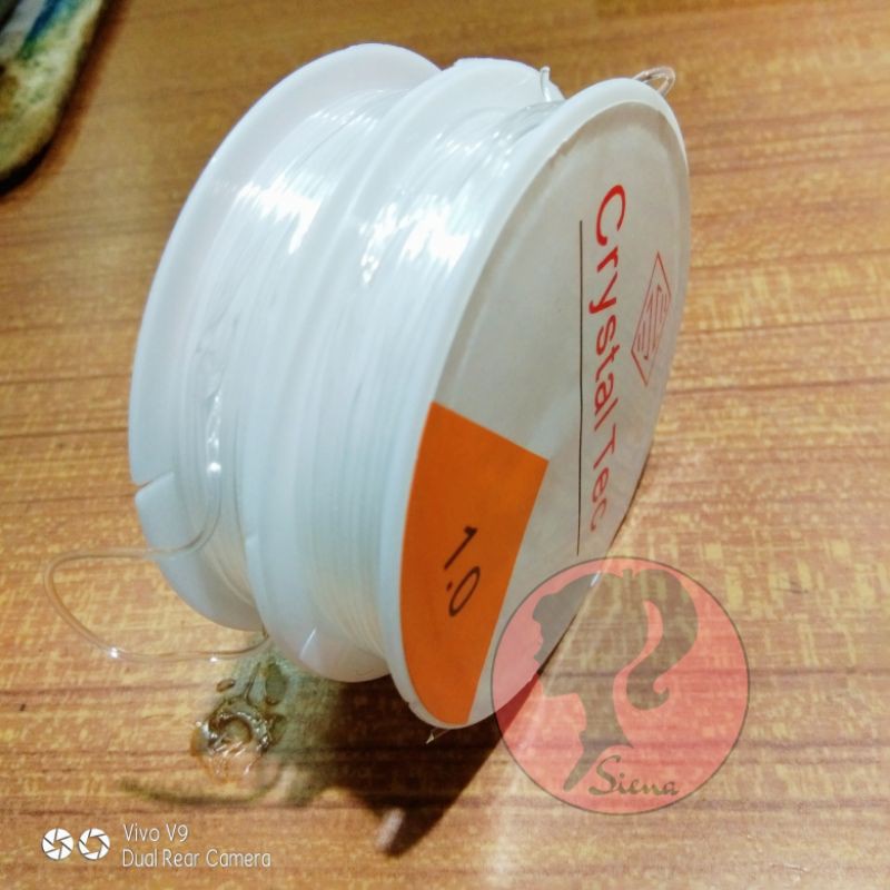 TALI KALUNG GELANG SENAR ELASTIS BENING DAN HITAM 1.0 CRYSTAL TEC KOREA