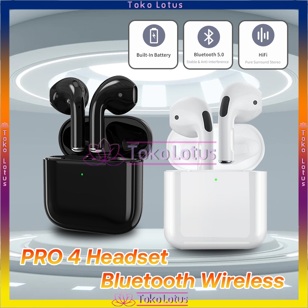 NEW~ [Bisa Bayar Ditempat] Handsfree Wireless Bluetooth 5.0 In-Ear + Box Charging Pro4 Tws