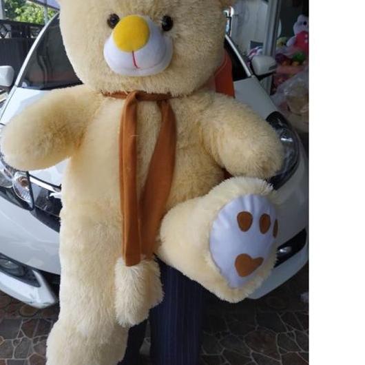 Ready Boneka teddy bear jumbo / boneka beruang jumbo syal telapak pink muda /GROSIR BONEKA JUMBO
