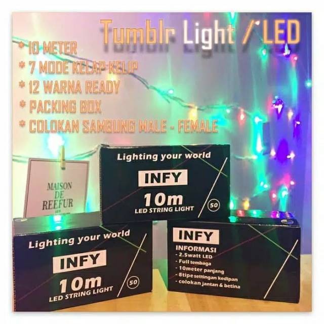 CC (LP04) Lampu Tumblr Panjang 10M Bahan Awet plus Box 50 LED LAMPU NATAL LAMPU Agustusan LAMPU DEKORASI