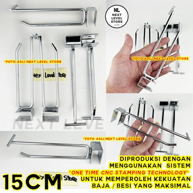 Single Hook Label Double Kotak Ram 15 CM TEBAL 6mm Stainless Cantolan Display Square Pipa Label Harga Price Tag - LINK GROSIR