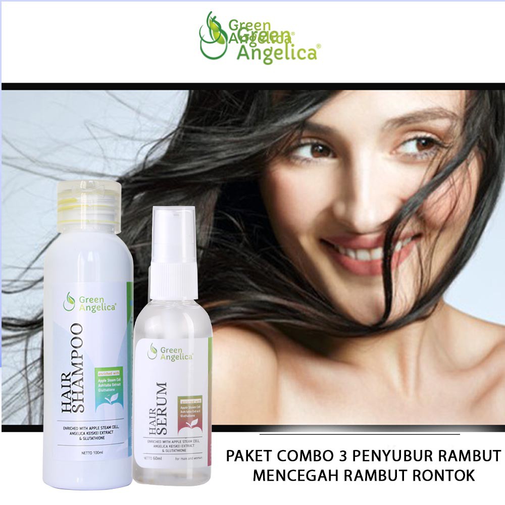 Perawatan Rambut Ketombe Dan Rontok HALAL Green Angelica Combo 3