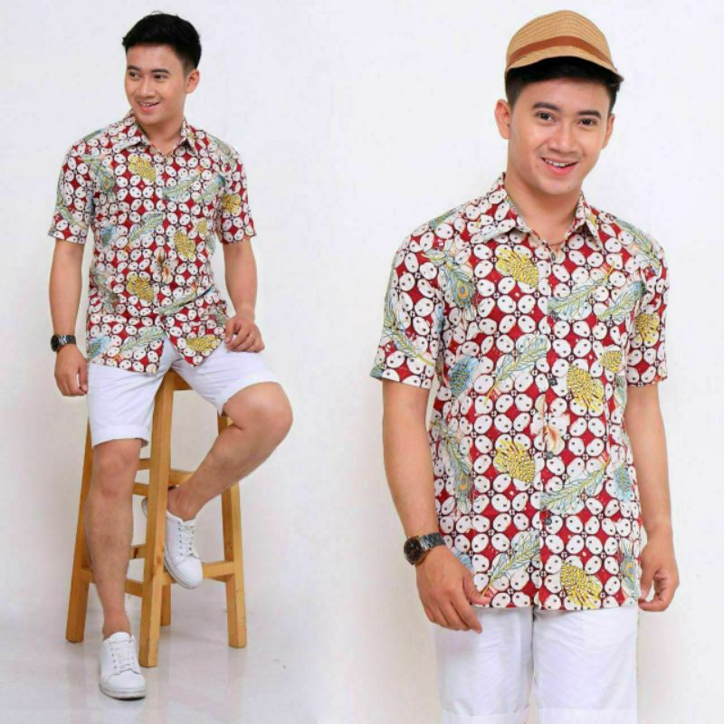 HEM BATIK PRIA LENGAN PENDEK SIZE M L XL XXL