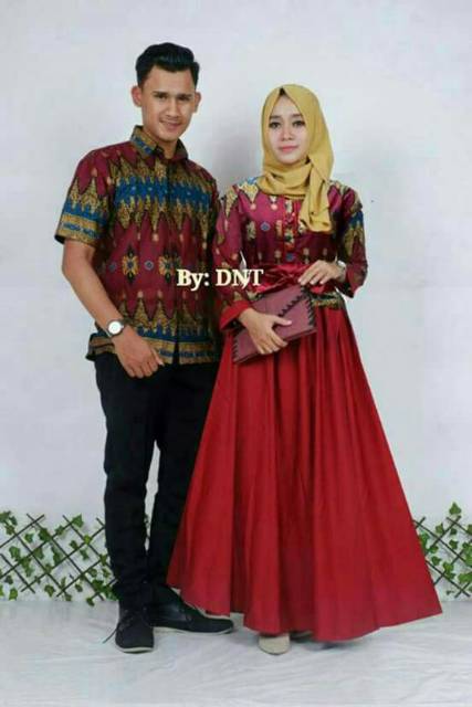 Sarimbit Batik Anggun Couple Sania Mawar ruffle - Warna Ungu, Tosca, pink, Biru, Kuning - M - L -XL