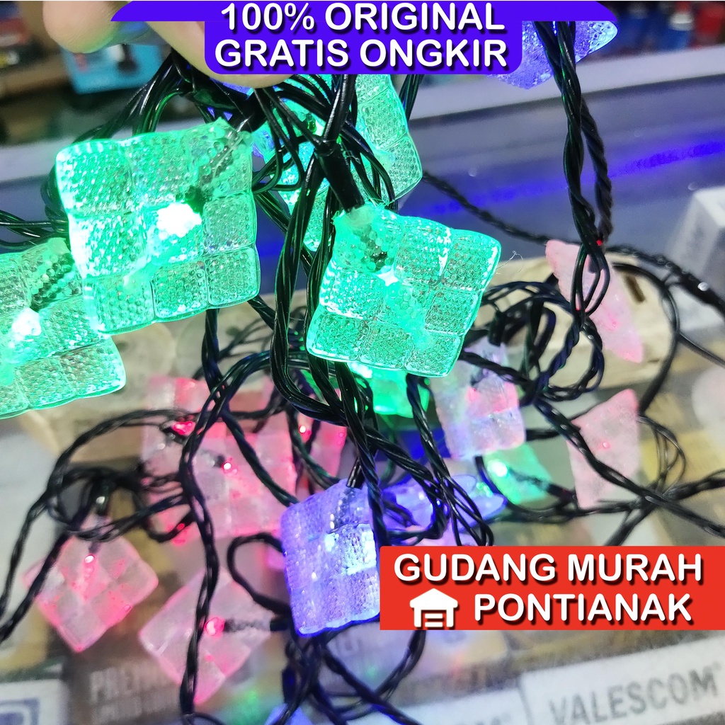 Lampu seri ketupat Akrilik Bening Warna Warni Satu Ketupat 2 warna LED